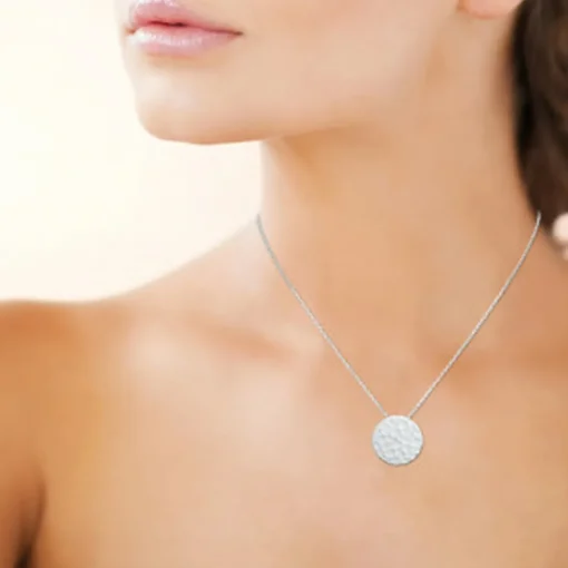 Collier fantaisie pendentif martelé Femme Argent Maison de la Bijouterie WYZ60045