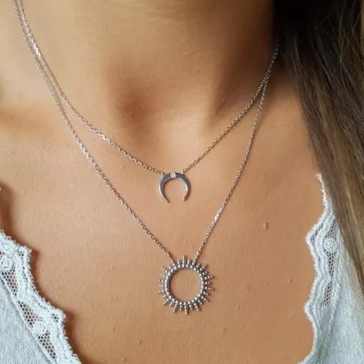 Collier fantaisie soleil Femme argent Maison de la Bijouterie WYZ60Y45