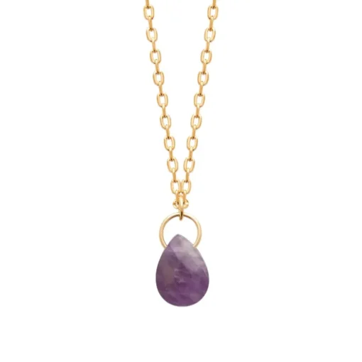 Collier femme amethyste plaqué or Maison de la Bijouterie UW403V45