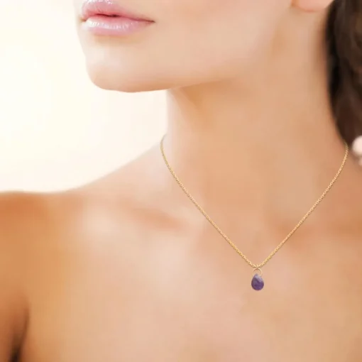Collier femme amethyste plaqué or Maison de la Bijouterie UW403V45