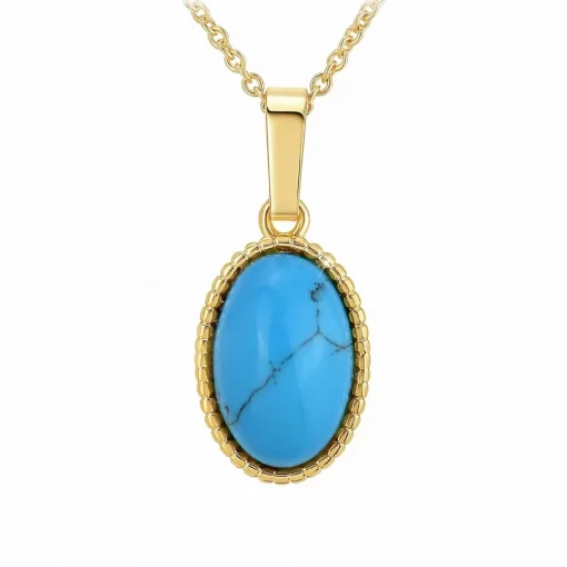 Collier femme Angèle M - B2458-TURQUOISE Métal Doré