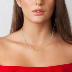 Collier femme Angèle M B2394-BLEU - Acier Doré