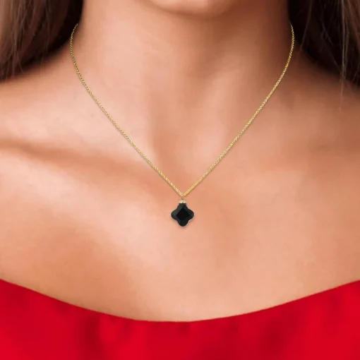 Collier femme Angèle M B2481-NOIR - Métal Doré