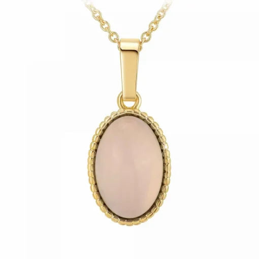 Collier femme Angèle M B2458-ROSE-QUARTZ - Métal Doré