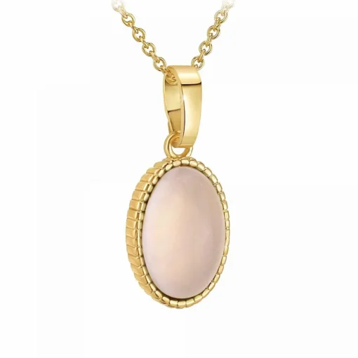 Collier femme Angèle M B2458-ROSE-QUARTZ - Métal Doré