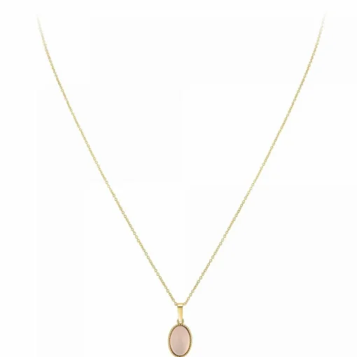 Collier femme Angèle M B2458-ROSE-QUARTZ - Métal Doré
