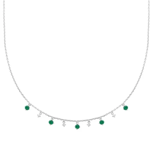 Collier femme argent fantaisie pierres vertes Maison de la Bijouterie VW3W4645