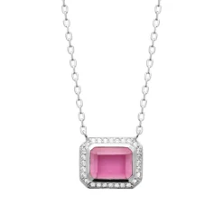 Collier femme argent pendentif oz et pierre rose Maison de la Bijouterie VW3W0545