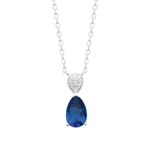 Collier femme argent pendentif pierre bleue Maison de la Bijouterie VW366Y45