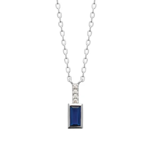Collier femme argent pendentif pierre bleue Maison de la Bijouterie VW364W45