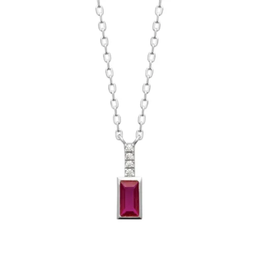 Collier femme argent pendentif pierre rouge Maison de la Bijouterie VW364V45