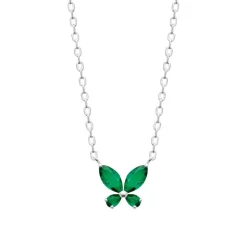 Collier femme argent pendentif papillon vert Maison de la Bijouterie VW3VV445