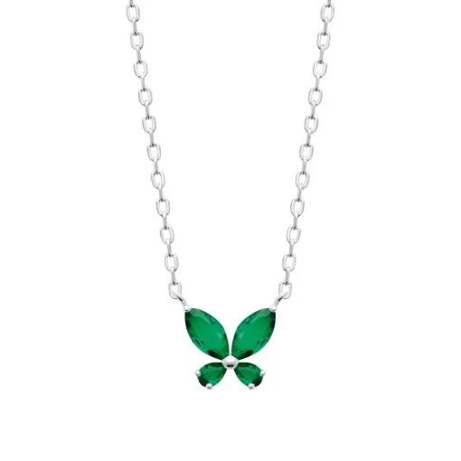 Collier femme argent pendentif papillon vert Maison de la Bijouterie VW3VV445