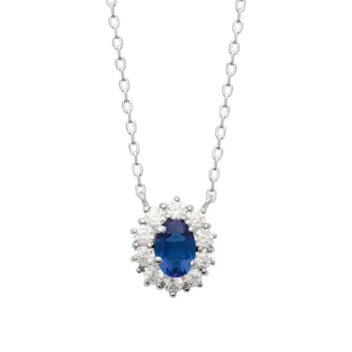 Collier femme argent pierre bleue Maison de la Bijouterie VW36Z545