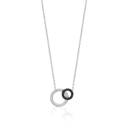 Collier femme argent rhodié teinté serti griffe - VWZ5VU45
