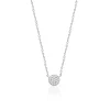 Collier femme argent rhodié blanc serti griffe rond - VWZ45Y45