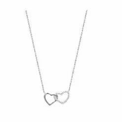 Collier femme argent rhodié blanc serti griffe cœur - VW0UVV4Y
