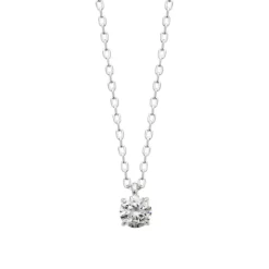 Collier femme argent rhodié blanc serti griffe - VW30W545