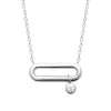 Collier femme argent rhodié blanc serti clos serti clos pampille - VW344Z45
