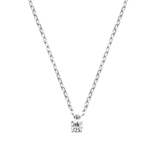Collier femme argent rhodié blanc serti griffe - VW30W345