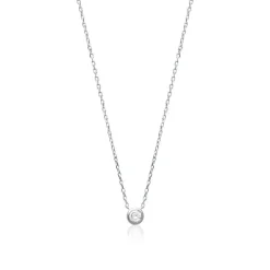 Collier femme argent rhodié blanc serti clos serti classique - VWZ4W040