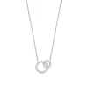 Collier femme argent rhodié blanc serti griffe double cercle - VWZ5ZY45
