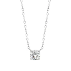 Collier femme argent rhodié blanc serti griffe serti griffe classique - VWZ00Y45