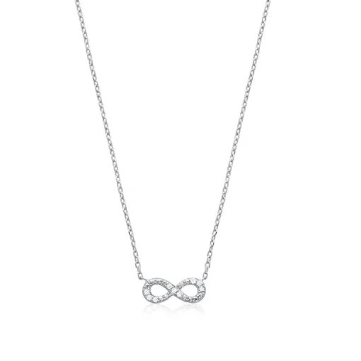 Collier femme argent rhodié blanc serti infini griffe - VWZ4WV45