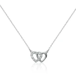 Collier femme argent rhodié blanc serti griffe cœur - VWVZ004Y