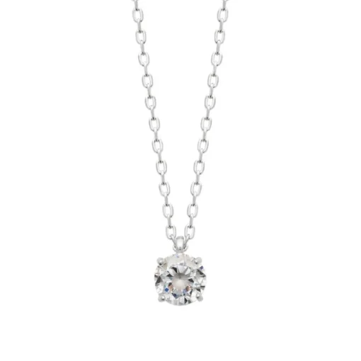 Collier femme argent rhodié blanc serti griffe - VW30W645