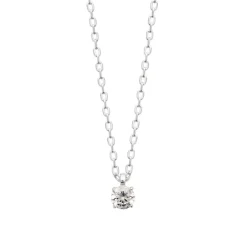 Collier femme argent rhodié blanc serti griffe - VW30W445