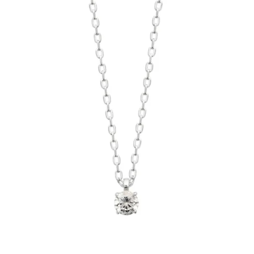 Collier femme argent rhodié blanc serti griffe - VW30W445