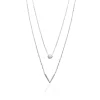 Collier femme argent rhodié blanc serti clos v - VWZU0445