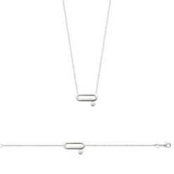 Collier femme argent rhodié blanc serti clos serti clos pampille - VW344Z45