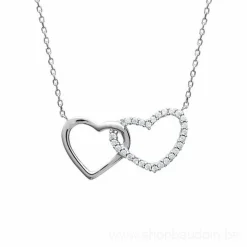 Collier femme argent rhodié blanc serti griffe cœur - VW0UVV4Y