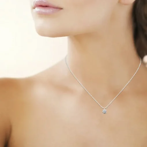 Collier femme argent rhodié blanc serti griffe - VW30W545