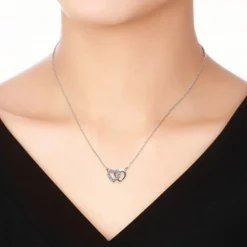 Collier femme argent rhodié blanc serti griffe cœur - VWVZ004Y