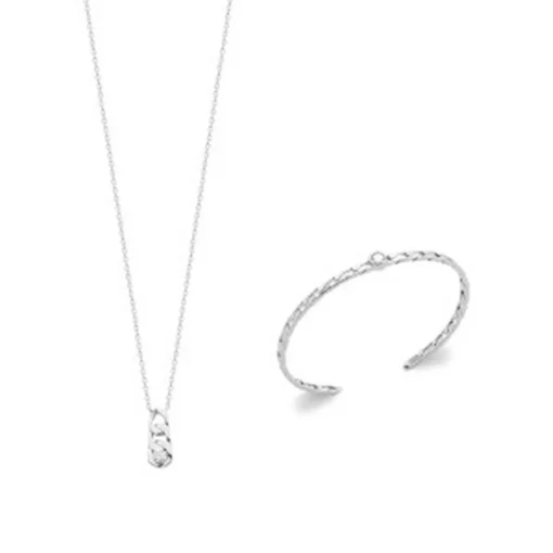 Collier femme argent rhodié blanc serti clos - VW34Z545