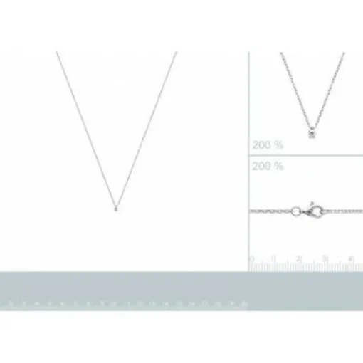 Collier femme argent rhodié blanc serti griffe - VW30W445
