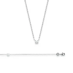 Collier femme argent rhodié blanc serti griffe serti griffe classique - VWZ00Y45