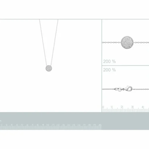 Collier femme argent rhodié blanc serti griffe rond - VWZ45Y45