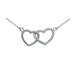 Collier femme argent rhodié blanc serti griffe cœur - VW0UVV4Y