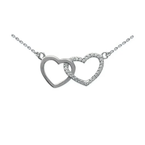 Collier femme argent rhodié blanc serti griffe cœur - VW0UVV4Y