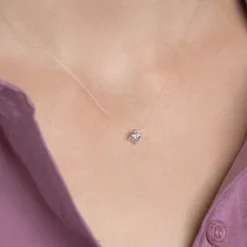 Collier femme argent rhodié blanc serti griffe - VWZ3ZY4Y