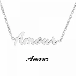 Collier femme Athème - B2689-ARGENT-AMOUR Acier Argent