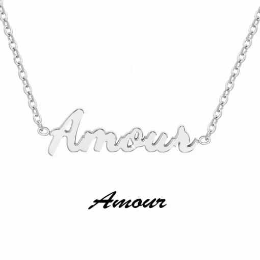 Collier femme Athème - B2689-ARGENT-AMOUR Acier Argent
