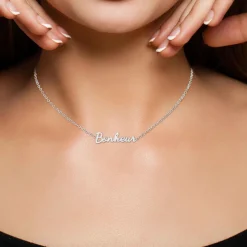 Collier femme Athème - B2689-ARGENT-BONHEUR Acier Argent