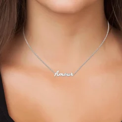 Collier femme Athème - B2689-ARGENT-AMOUR Acier Argent