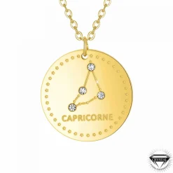 Collier femme Athème - B2449-CAPRICORNE Acier Doré
