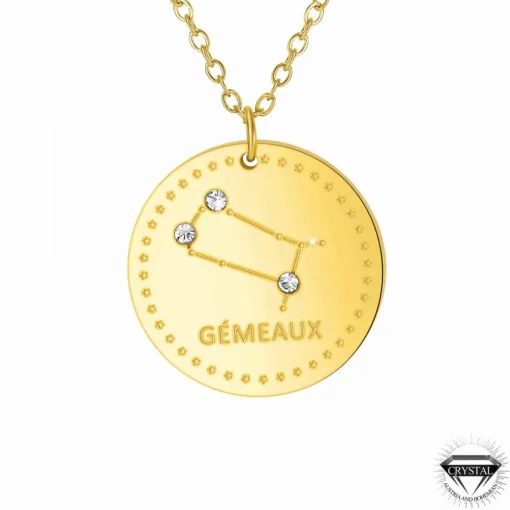 Collier femme Athème - B2449-GEMEAUX Acier Doré